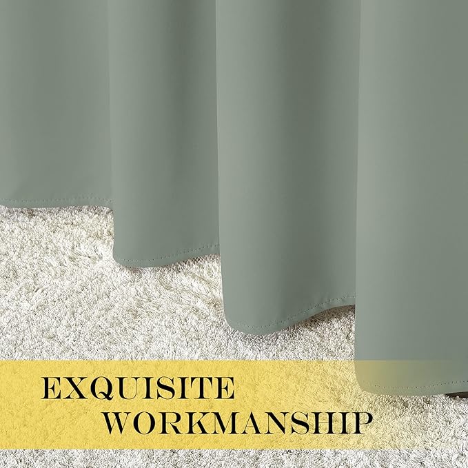 NICETOWN Sage Green Blackout Kitchen Curtain 45 inch Length - Grommet Thermal Insulated Solid Window Treatment Light Blocking Sound Reducing for Kids Room/Bedroom (W52 x L45, 1 Panel)