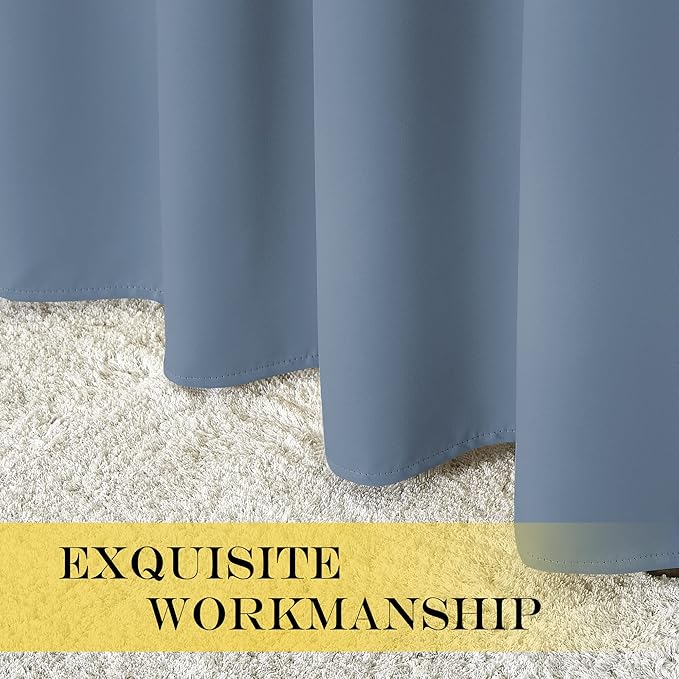 NICETOWN Stone Blue Blackout Doorway Curtain 80 inches Long - Grommet Thermal Curtain Privacy Window Treatment Room Darkening for Bedroom/Living Room (1 Panel, W46 x L80)