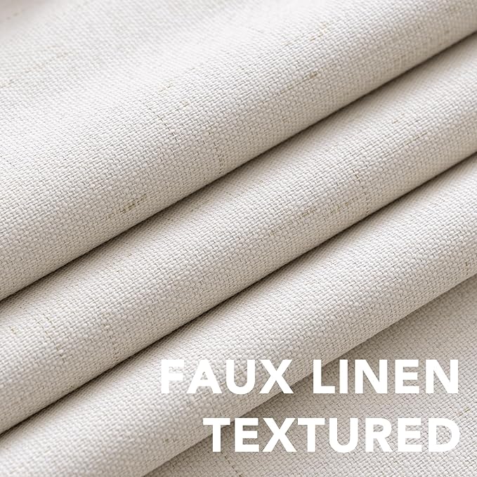 H.VERSAILTEX 100% Blackout Curtains Linen Textured Blackout Curtains for Bedroom Full Light Blocking Thermal Insulated Curtain Panels 84 Inches Long Energy Saving with White Liner, 2 Panels, Ivory