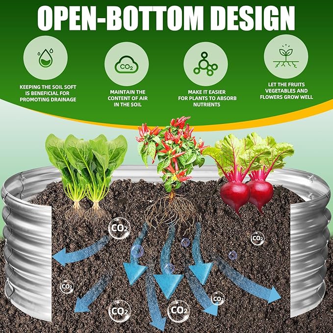 17" Tall Elevated Oval Metal Raised Garden Bed - 4ft x 2ft in Size and 0.8MM Thick Durable Planter Bed/Box for Vegetables Flowers Succulent at Patio/Garden Outdoor (Silver, 4X2X1.4 FT)