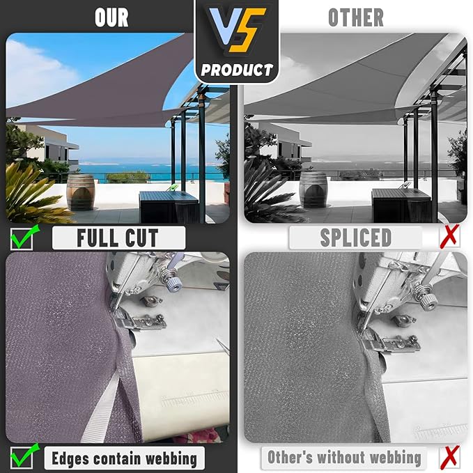 LOVE STORY Custom Size 15'x15'x15' Dark Grey Sun Shade Sail Triangle Sunhsade Fabric Awning Canopy for Patio Backyard Carport Pergola (Customized)