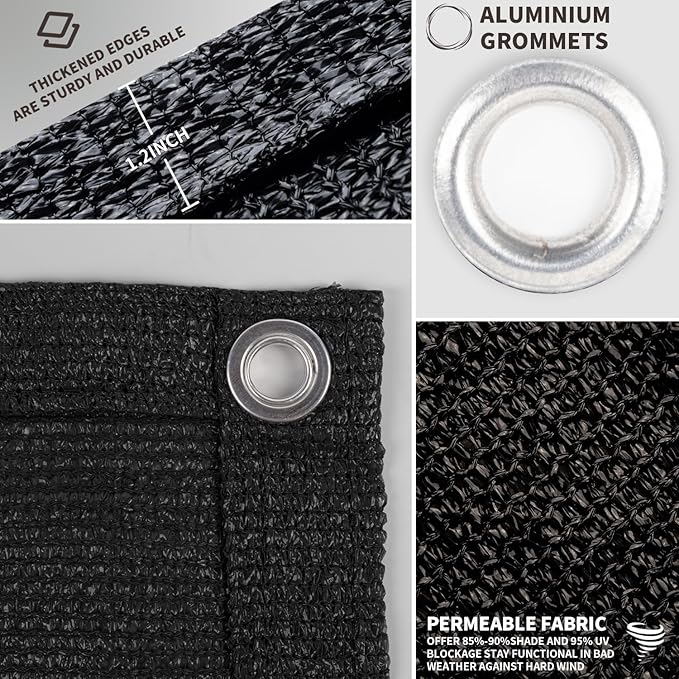 LOVE STORY Custom Size 3.3'x18' Black Balcony Privacy Screen,UV Block Privacy Fence Screen,90% Shield for Outdoor Pool Garden Apartment Railing