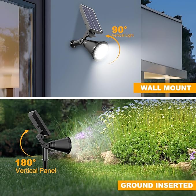 Solar Lights Outdoor Waterproof, 36 LEDs Adjustable Solar Spot Lights Outdoor, 2-in-1 Solar Powered Spotlight Landscape Lighting for Tree, Garden, Yard, Pathway- 3 Pack (Cool White)