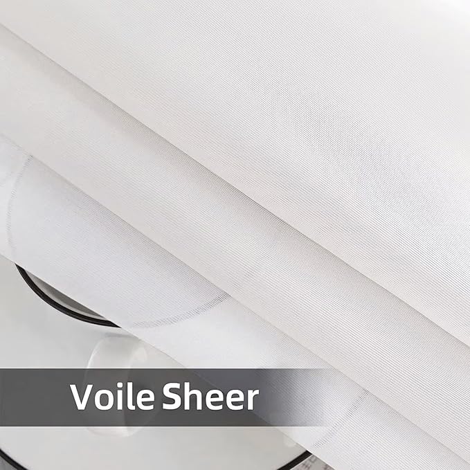 SpaceDresser Waterproof Outdoor Sheer Curtains for Patio - 2 Panels Rod Pocket Indoor Voile Sheer Curtain for Living Room,52W x 108L inch, White