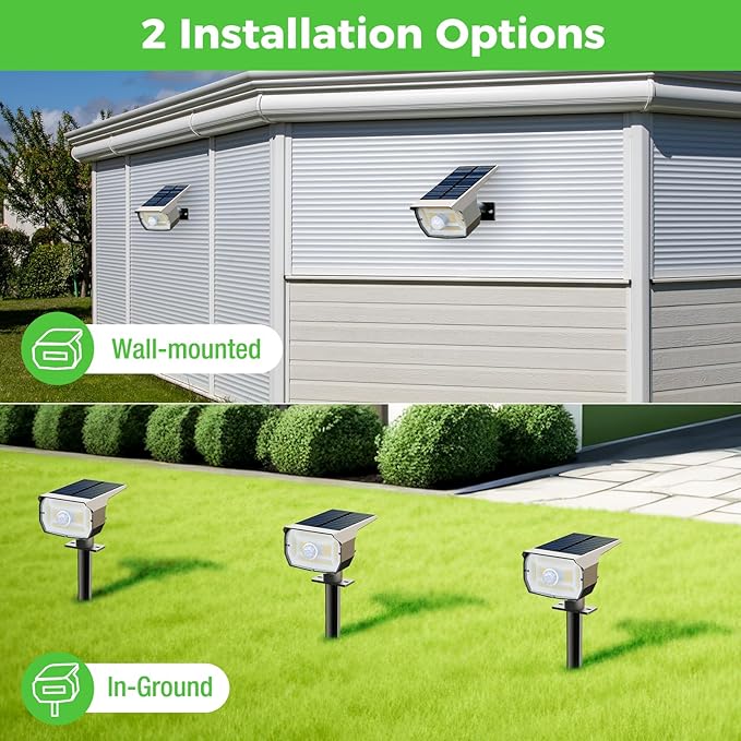 nipify Solar Lights Outdoor Waterproof, Motion Sensor Spot Lights- 4 Pack/56 LED/3 Modes Solar Powered Spotlights 2-in-1 Auto On/Off Landscape Lighting for Outside Yard Wall Garden, Cool White