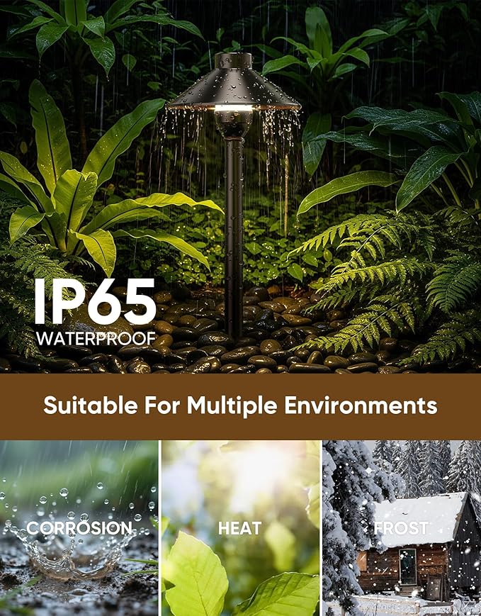 PARTPHONER Low Voltage Landscape Lighting 12-Pack, Aluminum 12V Pathway Lights with G4 Bulbs, Waterproof Oil Rubbed Bronze Color Wired Path Lights with Connectors for Walkway Yard Garden