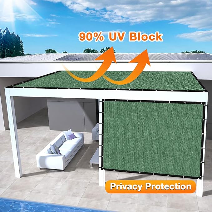 Artpuch Outdoor Pergola Shade Cover 7' X 18' Sun Shade Cloth with Grommets, 90% UV Protection Canopy Patio Privacy Screen (Customized Available) GN107, Green