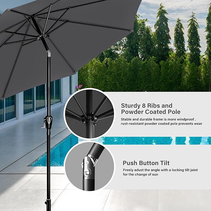 Simple Deluxe 9' Patio Umbrella Outdoor Table Market Yard Umbrella with Push Button Tilt/Crank