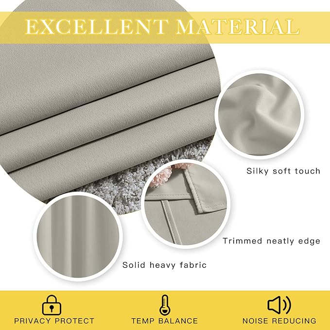 NICETOWN Natural Blackout Curtains for Bedroom/Living Room 132 Inch Length - Thermal Insulated Room Darkening Grommet Top Window Curtains (100 by 132 - Inch, 1 Panel)