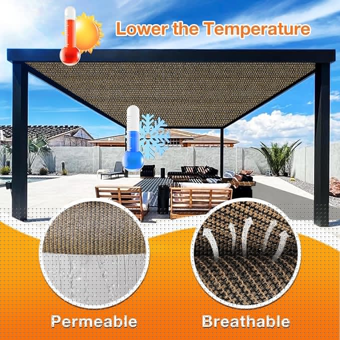 Artpuch Outdoor Pergola Shade Cover 14x17 FT Sun Shade Cloth with Grommets Mocha 90% UV Protection Canopy Patio Privacy Screen (Customized Available)