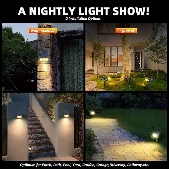 3 Brightness Modes Solar Outdoor Lights with Super Bright 40LEDs, 360 Adjustable Lighting Angle, USB Charging, Longer Working Time, Waterproof, Patio, Porch, Driveway