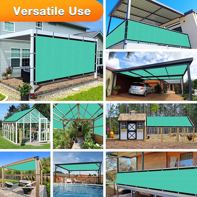 Artpuch Outdoor Pergola Shade Cover 10' X 14' Sun Shade Cloth with Grommets, 90% UV Protection Canopy Patio Privacy Screen (Customized Available) GN107, Turquoise