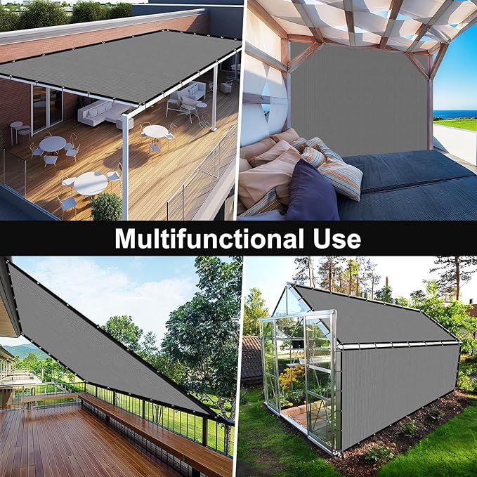 Artpuch 90% Sun Shade Cloth, 4 x 16 FT Pergola Shade Cover Canopy with Grommets, Sun Screen Fabric Tarp for Patio, Outdoor, Garden, Backyard, Blue Grey