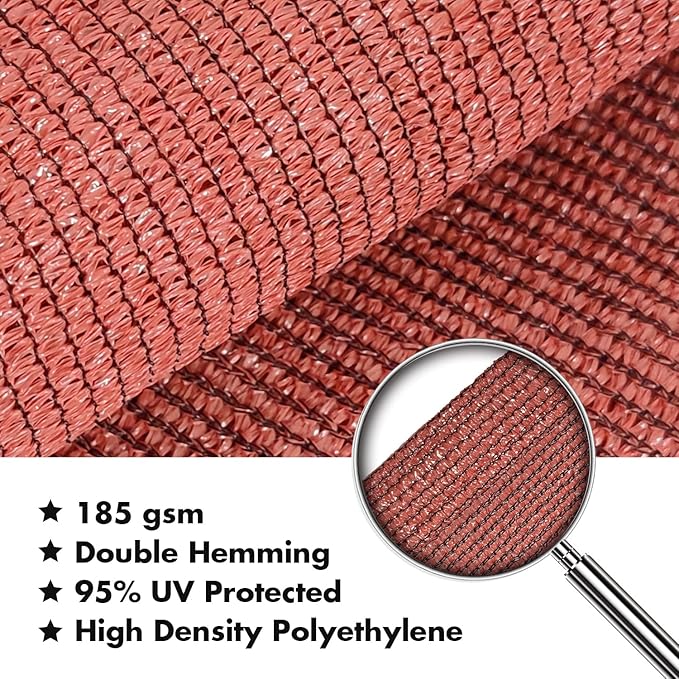 KANAGAWA 10'X14' Rust Red Custom Size Sun Shade Sail Rectangle UV Block Canopy Cover for Patio Backyard Lawn Garden Outdoor (Customized Available)