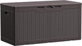 Devoko 100 Gallon Waterproof Large Resin Deck Box Indoor Outdoor Lockable Storage Container for Patio Furniture Cushions Garden Tools (100 Gallon, Dark Brown)