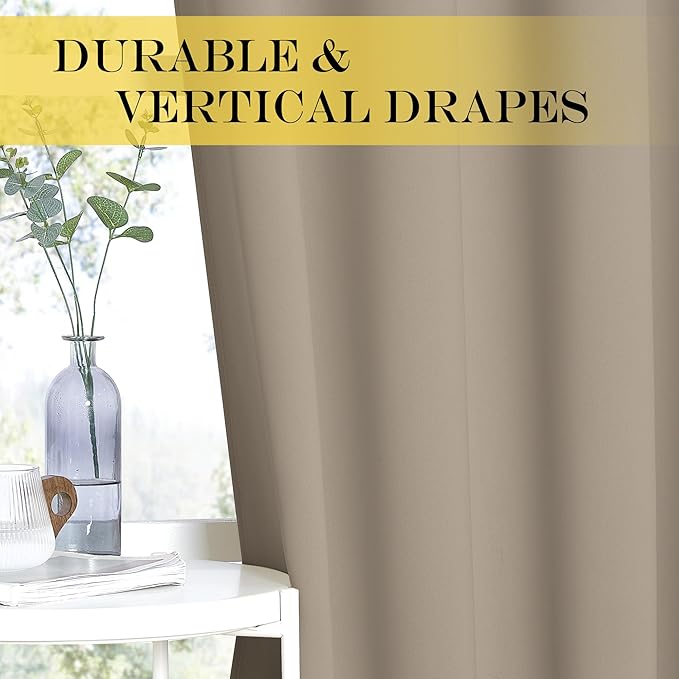 NICETOWN Blackout Doorway Curtain Drape 78 inch Long - Grommet Noise Reducing Thermal Insulated Solid Modern Window Treatments for Bedroom Closet (1 Panel, 52 x 78 Inch, Taupe)