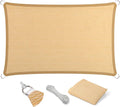 Eden's Decor Straight Flat-Edged Sun Shade Sail Rectangular 6' x 16' Beige UV-Blocking Outdoor Canopy Fabric Cloth Awning for Pergola Patio Garden Backyard Custom Size