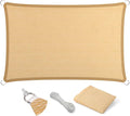 Eden's Decor Straight Flat-Edged Sun Shade Sail Rectangular 15' x 20' Beige UV-Blocking Outdoor Canopy Fabric Cloth Awning for Pergola Patio Garden Backyard Custom Size