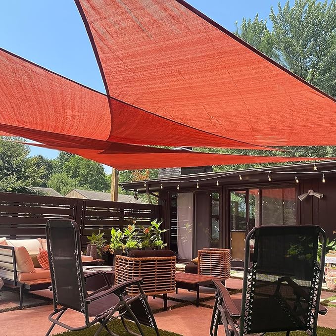 LOVE STORY Custom Size 15'x15'x21.2' Terra Red Sun Shade Sail Right Triangle Sunhsade Fabric Awning Canopy for Patio Backyard Carport Pergola (Customized)