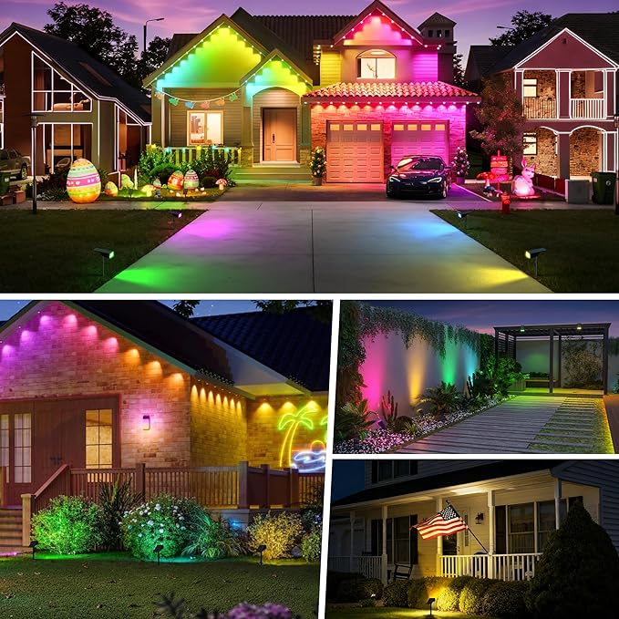 Solar Spot Lights Outdoor Color Changing, [7 Mode/6 Pack] Christmas Landscape Spotlights, Solar Lights Outdoor Waterproof,Led Powered Flood Light for Halloween Pathway Yard Garden Tree Walkway