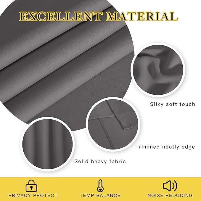 NICETOWN Blackout Doorway Curtain 90 inch Length - Grommet Room Darkening Thermal Insulated Soundproof Window Treatments for Bedroom/Closet (1 Panel, 46 x 90 Inch, Grey)