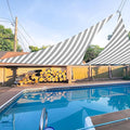 E&K Sunrise 4' x 4' x 4' Sun Shade Sail Triangle Canopy Shade Cover UV Block for Patio Backyard Garden Outdoor (Gray White Strip)