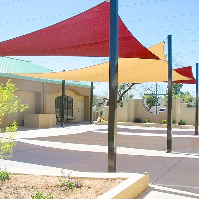 E&K Sunrise 21' x 21' x 21' Sun Shade Sail Triangle Canopy Shade Cover UV Block for Patio Backyard Garden Outdoor (Red)