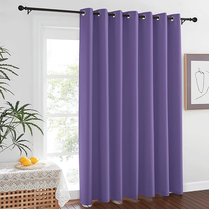 NICETOWN Blackout Lilac Purple Curtain 84 inches Long, Energy Saving Thermal Drape Grommet Sound Reducing Light Blocking Window Treatment for Baby Nursery Bedroom, 1 Panel, W100 x L84