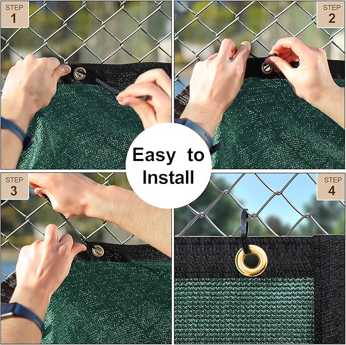 UPGRADE Privacy Fence Screen 5'x34' Dark Green Outdoor 90% Visibility Blockage 170 GSM Mesh Shade Cover Panels for Backyard,Balcony,Home Decoration with Zip Ties,Customized Avaliable