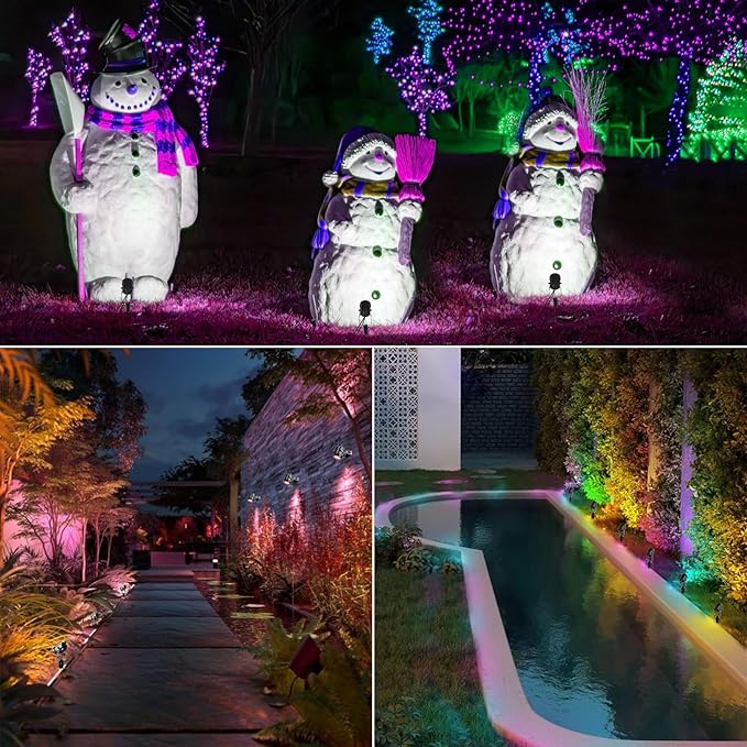 Outdoor Landscape Lighting, 6 Pack RGB Outdoor Spot Lights with Transformers and Remote, 12V Low Voltage Color Changing Landscape Lights IP65 Waterproof Plug in Outdoor Uplights for Yard House Tree