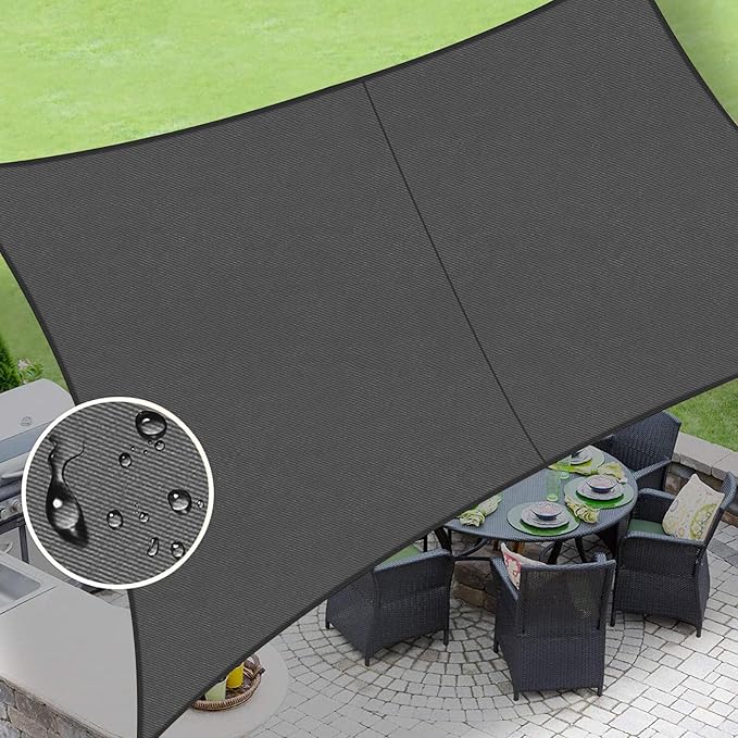 LOVE STORY Rectangle 4'x4' Waterproof Sun Shade Sail Canopy UV Block for Outdoor Patio Backyard Carport,Dark Grey(We Make Custom Size)