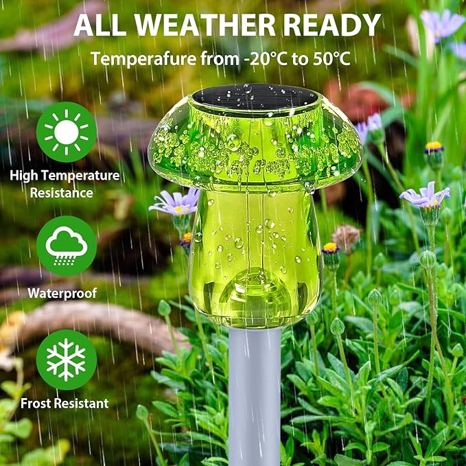 Solar Lights Outdoor, 16 Pack Mushroom Lights Outside Waterproof, Solar Powered LED Lighting for Garden, Yard, Landscape, Path, Pathway, Lawn, Walkway, Driveway, Backyard Decor (Multicolor)