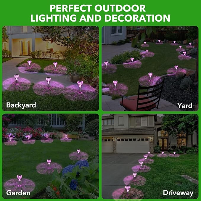 Solar Lights Outdoor, 16 Pack Mushroom Lights Outside Waterproof, Solar Powered LED Lighting for Garden, Yard, Landscape, Path, Pathway, Lawn, Walkway, Driveway, Backyard Halloween Decor (Purple)