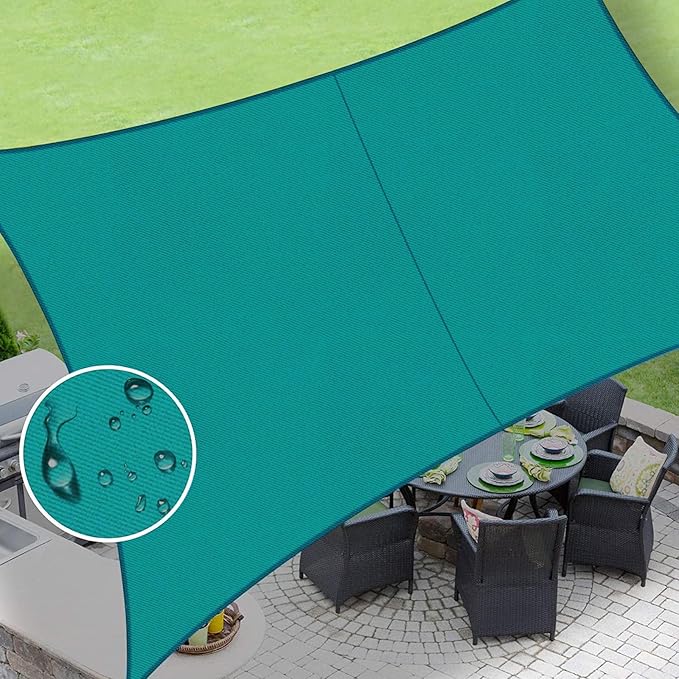 LOVE STORY Rectangle 6'x9' Waterproof Sun Shade Sail Canopy UV Block for Outdoor Patio Backyard Carport,Turquoise Blue(We Make Custom Size)