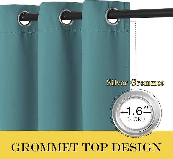 NICETOWN Room Divider Curtain 132 Inches Long, Wide Blackout Sliding Door Curtain for Bedroom, Room Darkening Privacy Window Curtain for Patio Door (1 Panel Set, Sea Teal, 80 x 132 Inch)