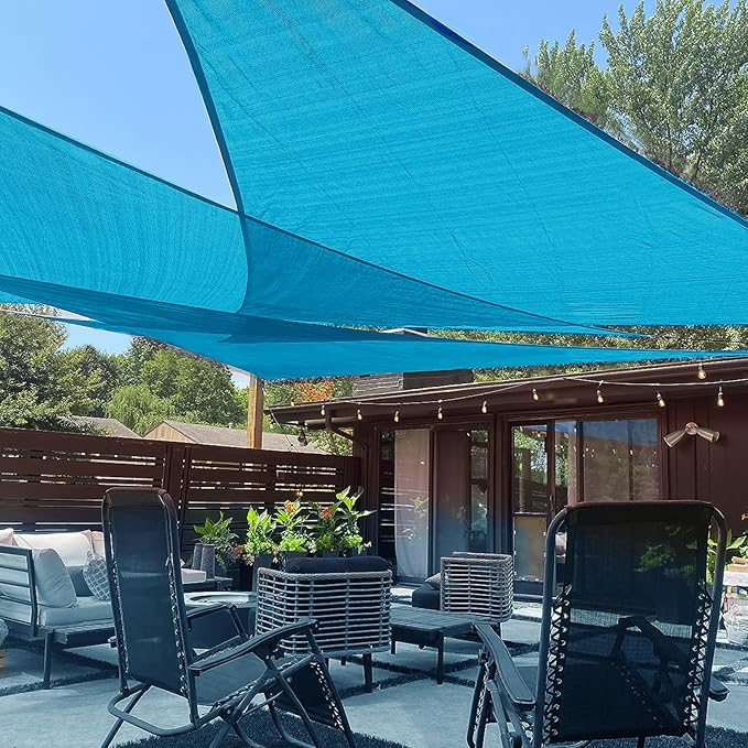 LOVE STORY Custom Size 12'x24'x26.8' Turquoise Blue Sun Shade Sail Right Triangle Sunshade Fabric Awning Canopy for Patio Backyard Carport Pergola (Customized)