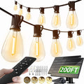 luckystyle 200FT Solar String Lights Outdoor Waterproof 2200K with Remote & USB Charging, 72+4 LED Shatterproof Bulbs, Dimmable & Timable, 3 Light Modes, Long Last for Garden,Patio, Backyard, Camping