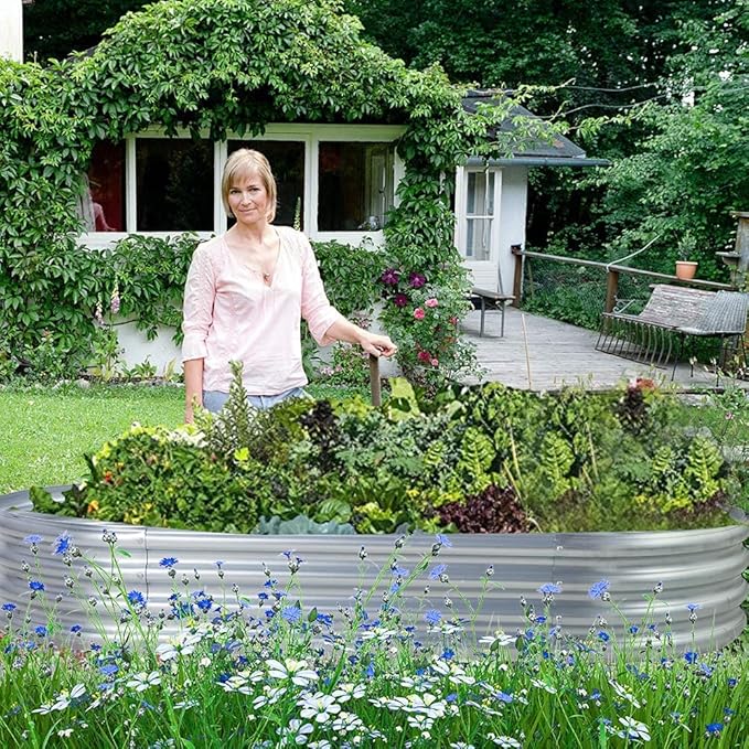 Land Guard 6ft Metal Raised Garden Bed，2 Pcs Galvanized Planter Raised Beds for Vegetables…………
