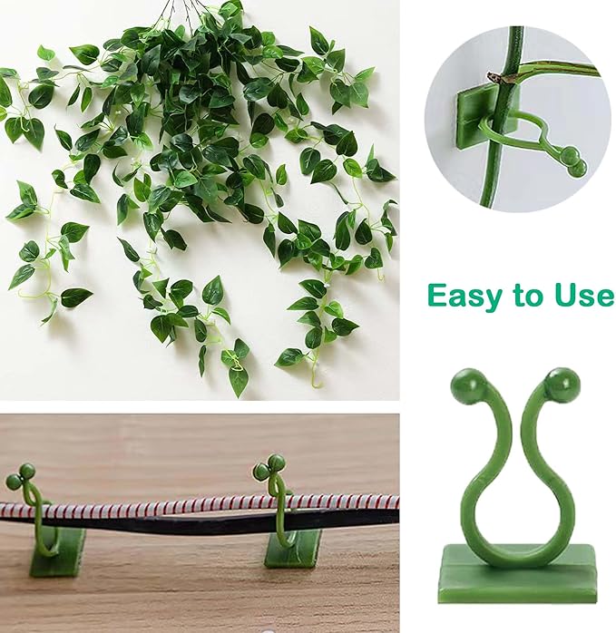 100Pcs Plant Climbing Wall Fixture Clips, Plant Vine Wall Clips Self-Adhesive Plant Hooks for Vines, Invisible Plant Vine Holders for Climbing Plants Vines Indoor Outdoor Cable Wire Fixing