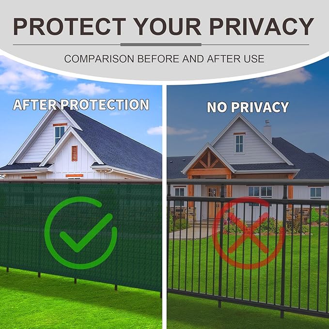 LOVE STORY Custom Size 3'x11' Dark Green Balcony Privacy Screen,UV Block Privacy Fence Screen,90% Shield for Outdoor Pool Garden Apartment Railing