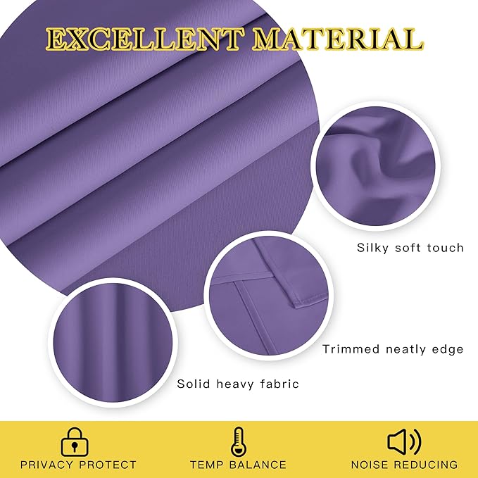 NICETOWN Blackout Patio Curtains 100 x 144 Inches Long for Sliding Door Extral Wide Blackout Curtain Panels Thermal Insulated Room Divider - Grommet Top, 100" W x 144" L, 1 Panel, Lilac Purple