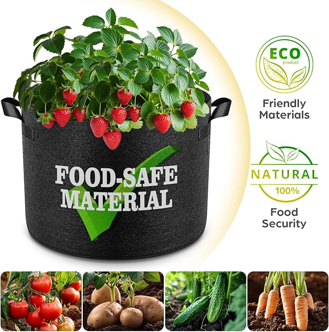 10 Pack 15 Gallon Grow Bags, Thickened Nonwoven Fabric Planter Pots with Handles, Heavy Duty 300G Garden Pots for Tomato, Potato and Vegetable