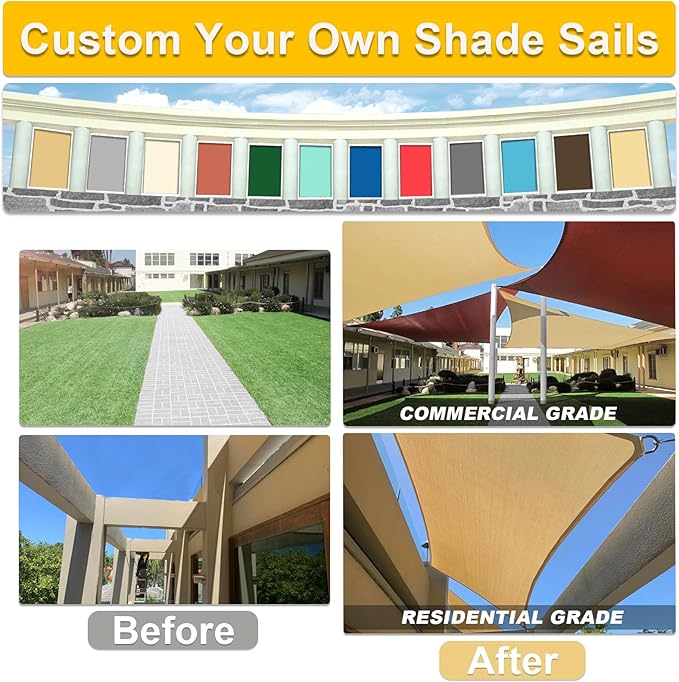 KANAGAWA Sun Shade Sail 13'x20' Dark Gray Rectangle UV Block Canopy Awning Shelter Fabric Cloth Screen for Outdoor Patio Garden Backyard