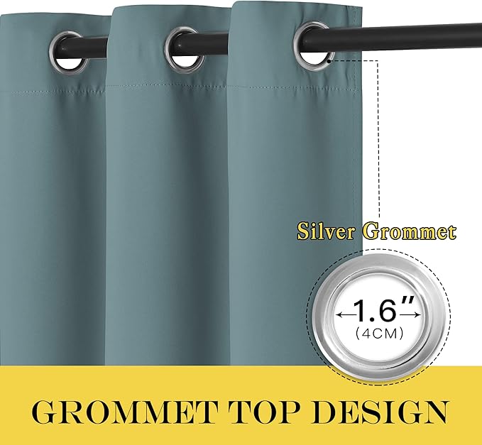 NICETOWN Bedroom Curtain Room Darkening Drapery 102 inches Length - Home Fashion Thermal Insulated Grommet Room Darkening Curtain for Living Room (Greyish Blue, 1 Panel, 52 x 102 inches)