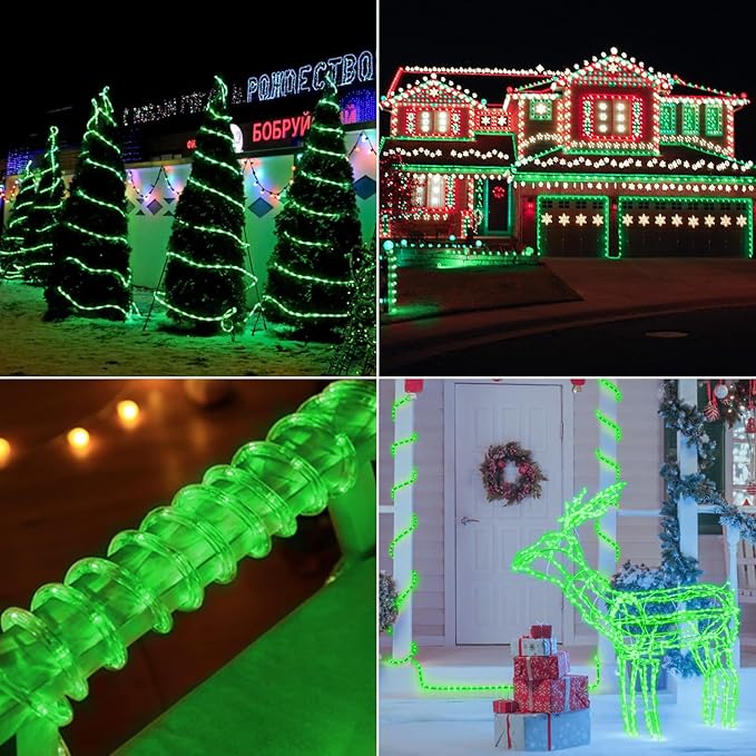 150ft LED Rope Lights Outdoor, 1080 LED Connectable and Flexible Tube Lights with 8 Modes, Waterproof LED Rope Lighting for Garden, Patio, Pool, Bedroom, Party, Indoor Outdoor Christmas Decor (Green)