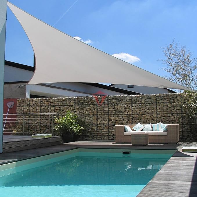 Patio Paradise 7' x 7' x 6'10" Sun Shade Sail Triangle Canopy, Permeable Shade Cloth Fabric Sunlight Block Patio Cover HDPE Deck Awning for Outdoor Backyard Pergolas Roof Shading, Light Gray