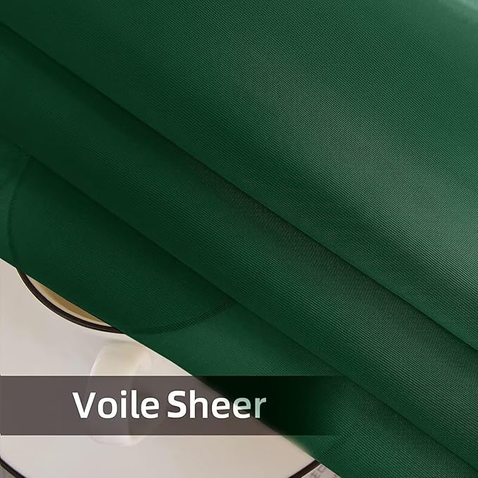 SpaceDresser Waterproof Outdoor Sheer Curtains for Patio - 2 Panels Rod Pocket Indoor Voile Sheer Curtain for Living Room,100W x 84L inch, Foliage Green