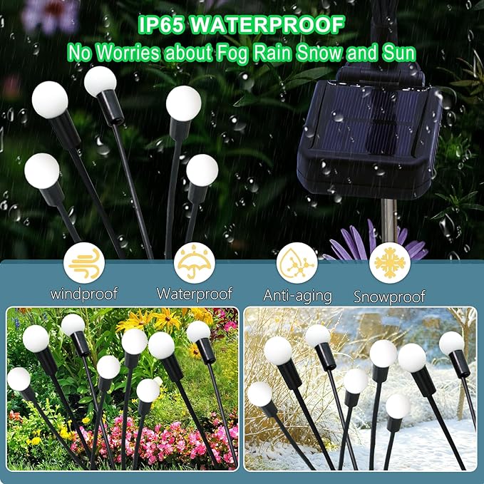Kohlrabi Solar Garden Lights Outdoor, 6 Pack 60 LED Solar Purple Firefly Lights Waterproof, Sway by Wind, Halloween Swaying Light for Yard Patio Backyard Garden Planter Flower Bed Pathway Decoration