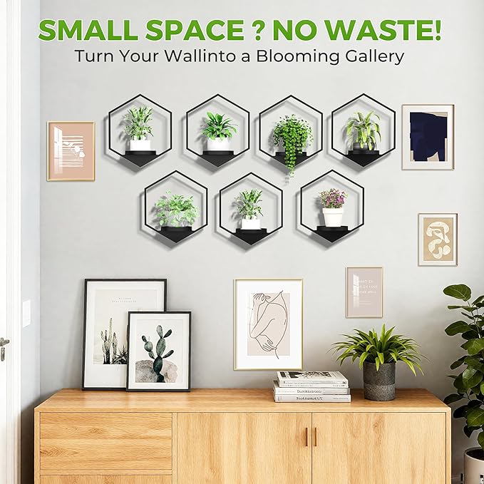 Wall Planters for Indoor Plants 7 Pack, Plant Frames Wall Decor Living Room Plant Stand Hanging Wall Plants Holder to Hold Large Pots Wall Plant Hanger Window Plant Shelves for Outdoor Entryway