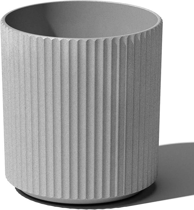 Veradek Demi Series Round Planter for Porch, Patio, Backyard | Durable Plastic-Concrete Material | Modern Décor for Tall Plants, Flowers